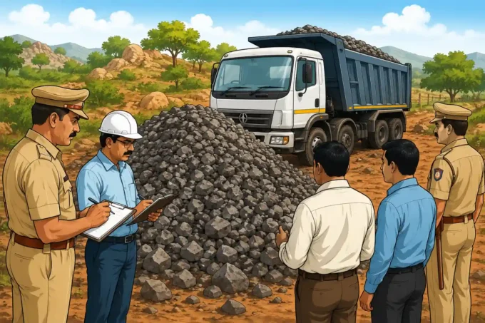 Illegal Iron Ore Seized in Holalkere Chitradurga ai image