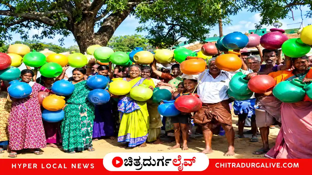 ಹೊಳಲ್ಕೆರೆ ತಾಲೂಕಿನ ಕೊಳಾಳ್ ಗ್ರಾಮದಲ್ಲಿ ಕುಡಿಯುವ ನೀರಿಗಾಗಿ ಖಾಲಿ ಕೊಡ ಹಿಡಿದು ಪ್ರತಿಭಟಿಸುತ್ತಿರುವ ಗ್ರಾಮಸ್ಥರು